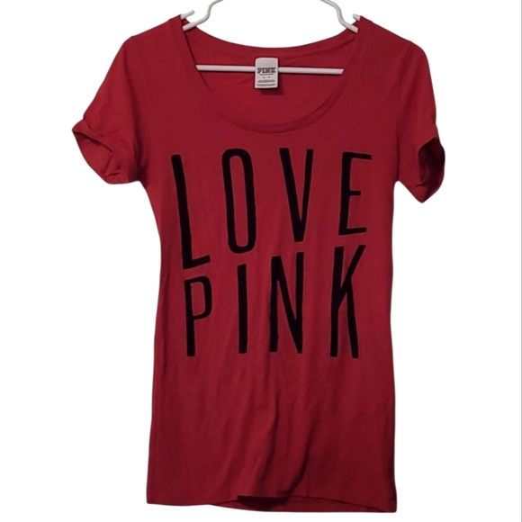 PINK Victoria's Secret Red T-Shirt Size Small - Picture 1 of 6